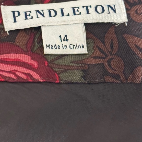 PENDLETON Brown Floral A Line Skirt Midi Size 14 Silk Wool Lined Preppy Boho VTG - Picture 4 of 7